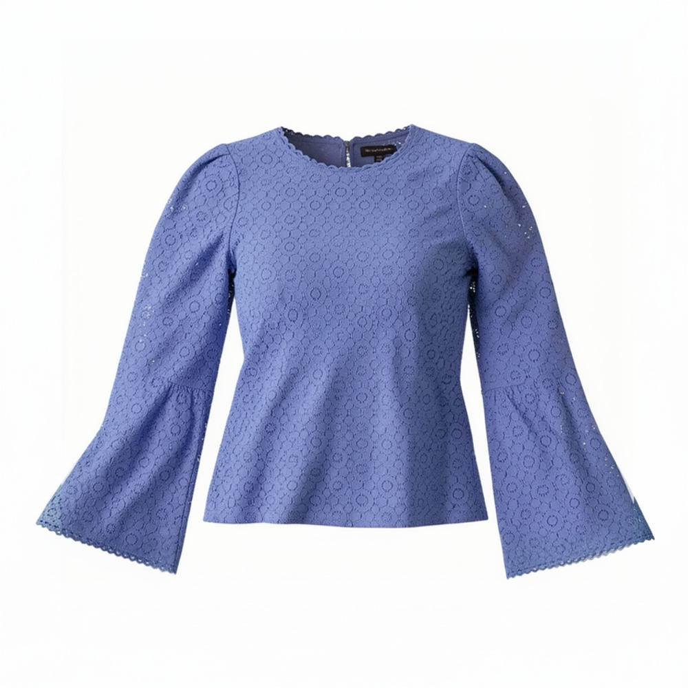 Banana Republic Eyelet Blouse Size XS Blue Long Sleeve
